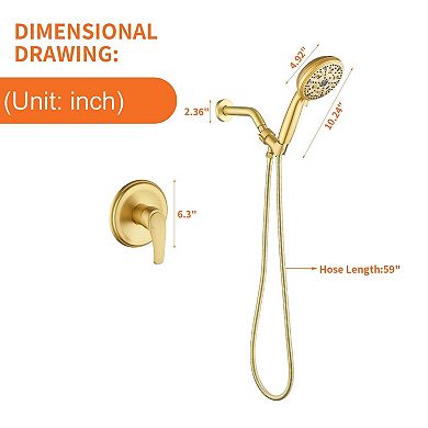 10-Spray Pattern 5 in. Wall Mount 2.5 GPM Fixed Shower Heads with Single Handle