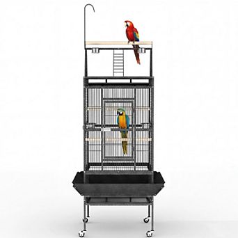 82 Inch Large Bird Cage, Bird Cage with Playground, Feed Bowls, Wide Tall Parrot Cage for Parakeets