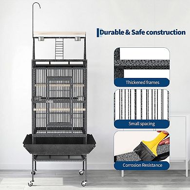82 Inch Large Bird Cage, Bird Cage with Playground, Feed Bowls, Wide Tall Parrot Cage for Parakeets