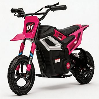 350W 24V Electric Dirt Bike for Teens, 12" Fat Tire Motorcycle with 14MPH Speed & 130 LBS Max Load