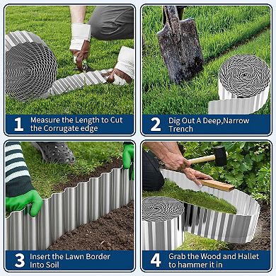 Corrugated Metal Garden Edging,Galvanized Steel Edge,Flexible, Rustproof,Decorative Landscape Edging