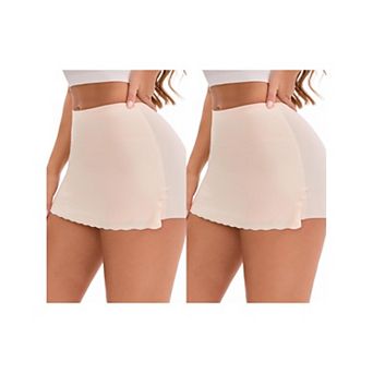 2 Packs Women's Tummy Control Boyshorts Mid-Waisted Hip Lifting Lightweight Seamless Slip Shorts