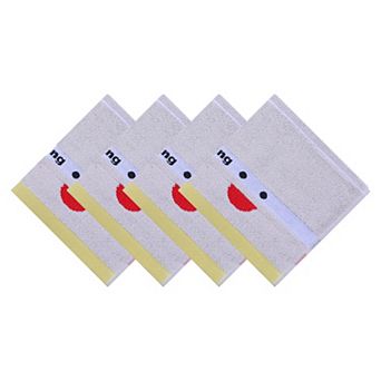 Wash Cloths Smile and Letter Patterns Embroidery Cotton Washcloths for Face Body, 13 x 13 in