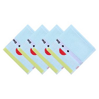 Wash Cloths Smile and Letter Patterns Embroidery Cotton Washcloths for Face Body, 13 x 13 in