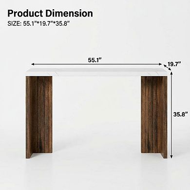 55 Inch Counter Height Bar Table,Rectangular Faux Marble Top,High Top Dining Table for Dining Room