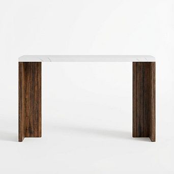 55 Inch Counter Height Bar Table,Rectangular Faux Marble Top,High Top Dining Table for Dining Room