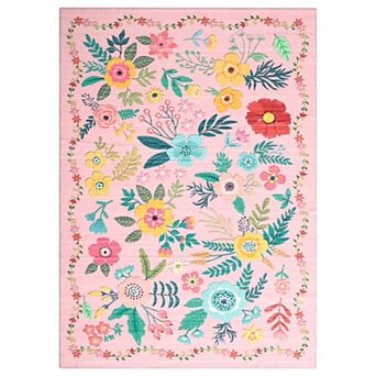 Bohemian Floral Washable Area Rug Vintage Non-Slip Carpet for Home