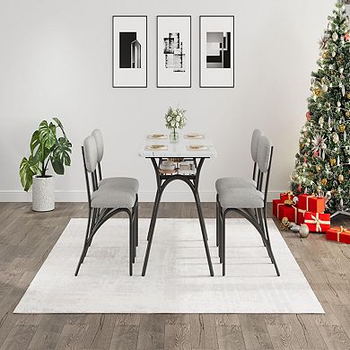 Dining Table Set for 4, Modern Kitchen Table & Chairs Set of 4 with Storage Shelf