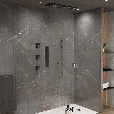 4-Spray Thermostatic Dual Shower Head Ceiling Mount Fixed and Handheld Shower Head 2.5GPM, Jet Spray