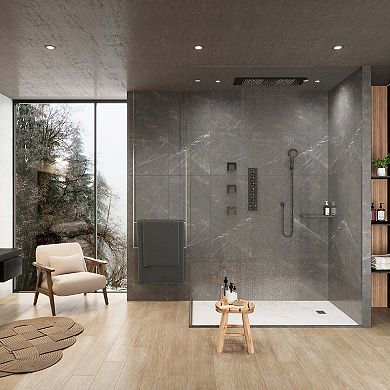 4-Spray Thermostatic Dual Shower Head Ceiling Mount Fixed and Handheld Shower Head 2.5GPM, Jet Spray