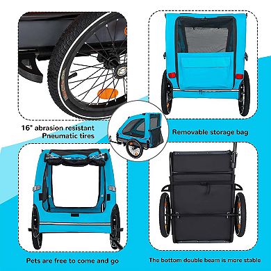 88LB Capacity Pet Bike Trailer for Small and Medium Dogs Foldable, Non-Slip
