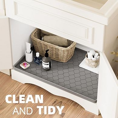 Great Ambitions 34"x22" Waterproof Silicone Under Sink Mat, Cabinet & Shelf Protector