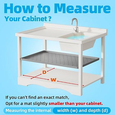 Great Ambitions 34"x22" Waterproof Silicone Under Sink Mat, Cabinet & Shelf Protector