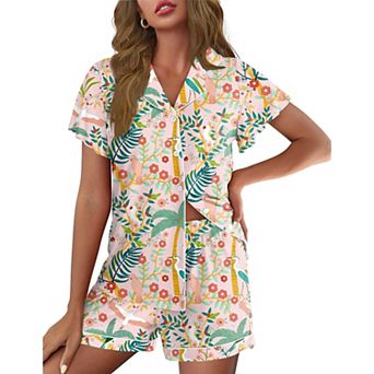 Ekouaer Pajamas for Women Set Button Up Pjs Ruffle Sleeve Sleepwear Notch Collar Bride Soft Pj