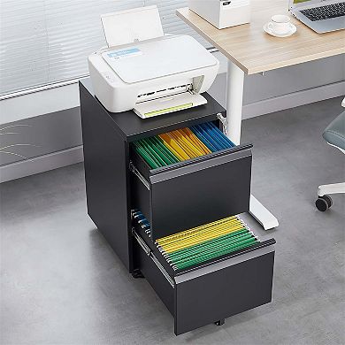 2 Drawers Lock Metal Vertical Office File Cabient With Wheels Mobile