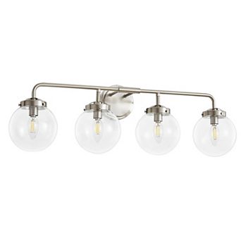 POWLIG Modern Vanity Light Fixture - 4-Light Bathroom Mirror Lighting with Clear Glass Globe Shades