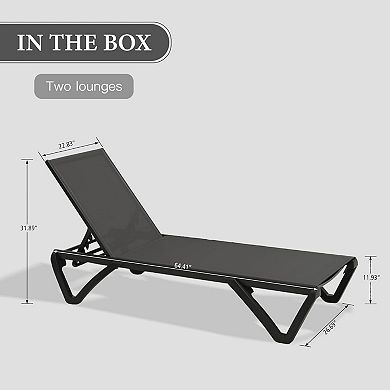 Patio Chaise Lounge Outdoor Aluminum Polypropylene Chair with Adjustable Backrest