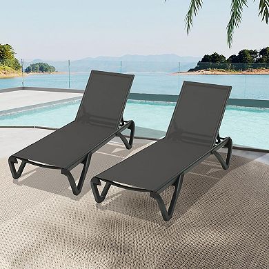 Patio Chaise Lounge Outdoor Aluminum Polypropylene Chair with Adjustable Backrest