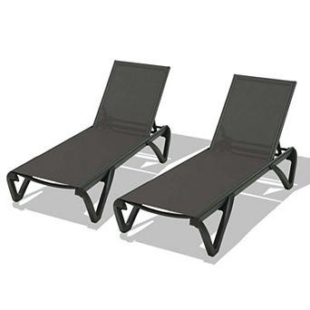 Patio Chaise Lounge Outdoor Aluminum Polypropylene Chair with Adjustable Backrest