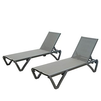 Patio Chaise Lounge Outdoor Aluminum Polypropylene Chair with Adjustable Backrest