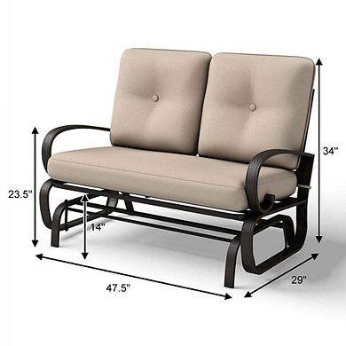 2 Seats Outdoor Swing Glider Chair with Comfortable Cushions