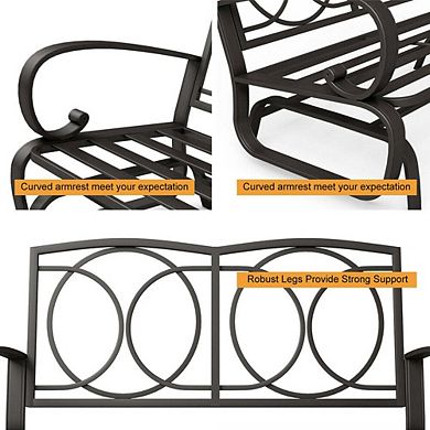 2 Seats Outdoor Swing Glider Chair with Comfortable Cushions