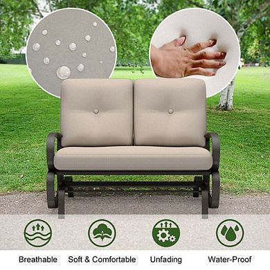 2 Seats Outdoor Swing Glider Chair with Comfortable Cushions