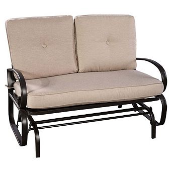 2 Seats Outdoor Swing Glider Chair with Comfortable Cushions