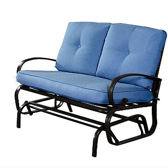2 Seats Outdoor Swing Glider Chair with Comfortable Cushions