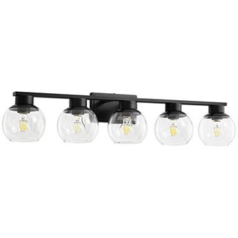 POWLIG 37.4" Vanity Light, 5-Light Modern Bathroom Fixture with Clear Glass Shades