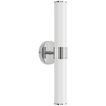 POWLIG 20" Modern Wall Sconce, 2-Light Dimmable Bathroom Vanity Light with Milky White Glass Shade