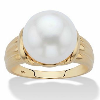 PalmBeach Jewelry Genuine Freshwater Cultured Pearl 14k Gold-plated Sterling Silver Ring