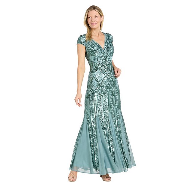 r&m richards plus size beaded v neck dress and jacket Beaded Slip Chiffon Jacket Dress main image 1