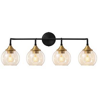 POWLIG 31" Vanity Light, 4-Light Dimmable Bathroom Fixture with Clear Glass Shades