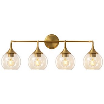 POWLIG 31" Vanity Light, 4-Light Dimmable Bathroom Fixture with Clear Glass Shades