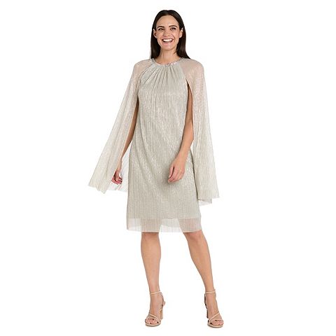 Женские платья R&M Petite R&M Richards Crinkle Pleated Capelet Shift Dress