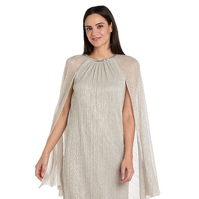 Petite R&M Richards Crinkle Pleated Capelet Shift Dress