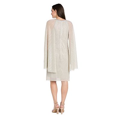 Petite R&M Richards Crinkle Pleated Capelet Shift Dress