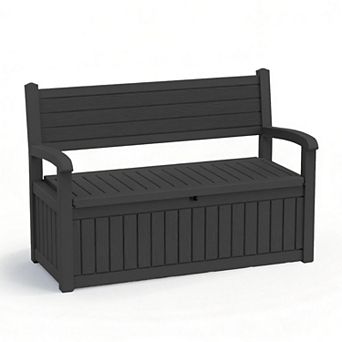 EFU 80 Gallon Weatherproof Storage Bench, Lockable Resin with Reinforced Metal Rods