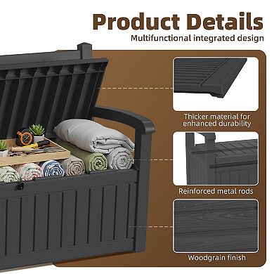 EFU 80 Gallon Weatherproof Storage Bench, Lockable Resin with Reinforced Metal Rods