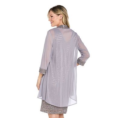 Petite R&M Richards 2-pc. Embroidered Sequin Shift Dress & Chiffon Jacket Set