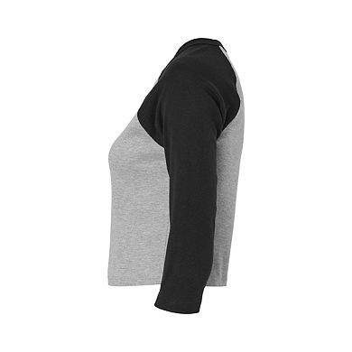 Bella + Canvas Womens/Ladies Heather Raglan 3/4 Sleeve Crop Top
