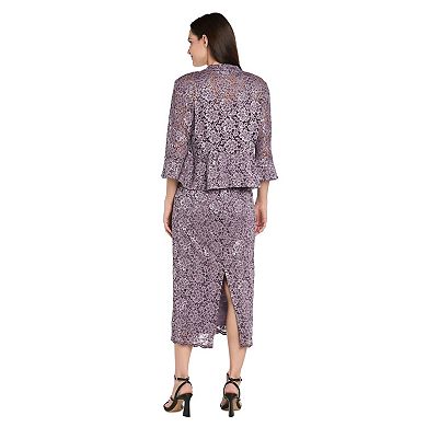 Petite R&M Richards 2-pc. Lace Column Dress & Scalloped Open-Front Jacket Set