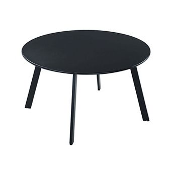 27.5 Inch Round Foldable Metal Outdoor Side Table Powder Coated Steel Frame