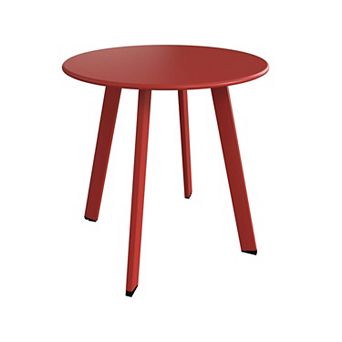 27.5 Inch Round Foldable Metal Outdoor Side Table Powder Coated Steel Frame