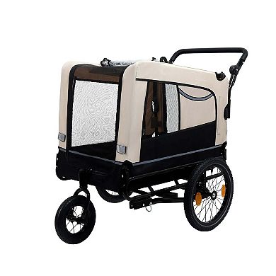 88LB Capacity 2-in-1 Pet Bike Trailer Push Cart with All-Terrain Wheels