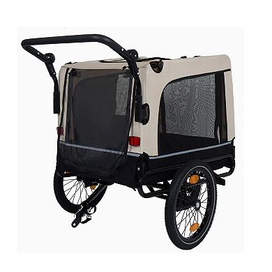 88LB Capacity 2-in-1 Pet Bike Trailer Push Cart with All-Terrain Wheels