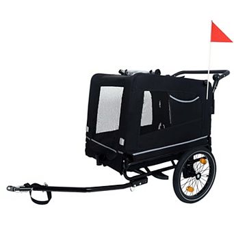 88LB Capacity 2-in-1 Pet Bike Trailer Push Cart with All-Terrain Wheels