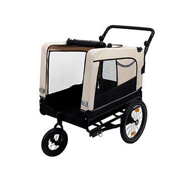 88LB Capacity 2-in-1 Pet Bike Trailer Push Cart with All-Terrain Wheels