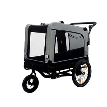 88LB Capacity 2-in-1 Pet Bike Trailer Push Cart with All-Terrain Wheels